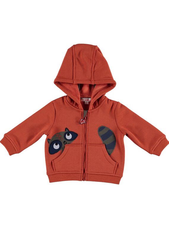 Cardigan con cappuccio ruggine neonato GUBRUGIL2 / 19WG10K2GIL408