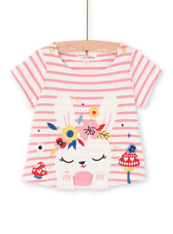 T-shirt rosa e bianca a righe neonata LIHATEEX / 21SG09X1TMC001