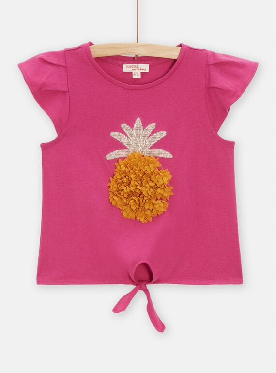 T-shirt rosa con motivo ananas bambina TALIDEB / 24S901T1DEB304