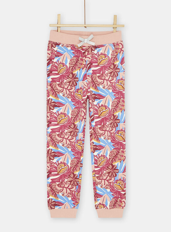 Pantaloni sportivi rosa e blu con stampa a fiori bambina SAJOBAJOG3 / 23W901B2JGB003