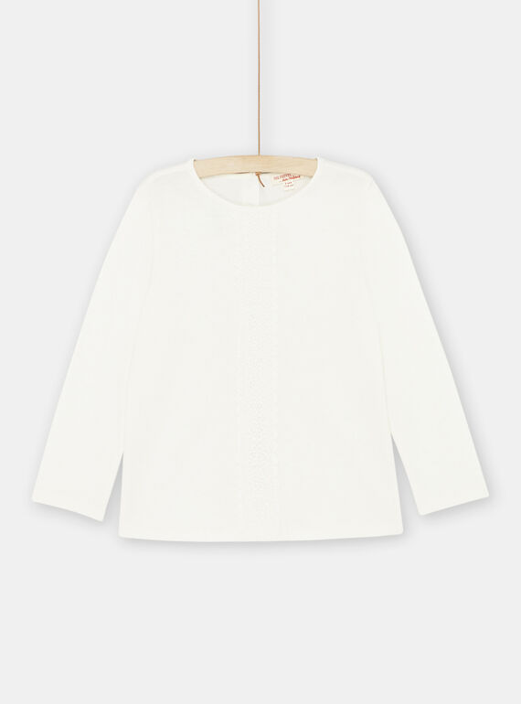 T-shirt ecrù con sangallo bambina SAJOSTEE2 / 23W901B2TML001