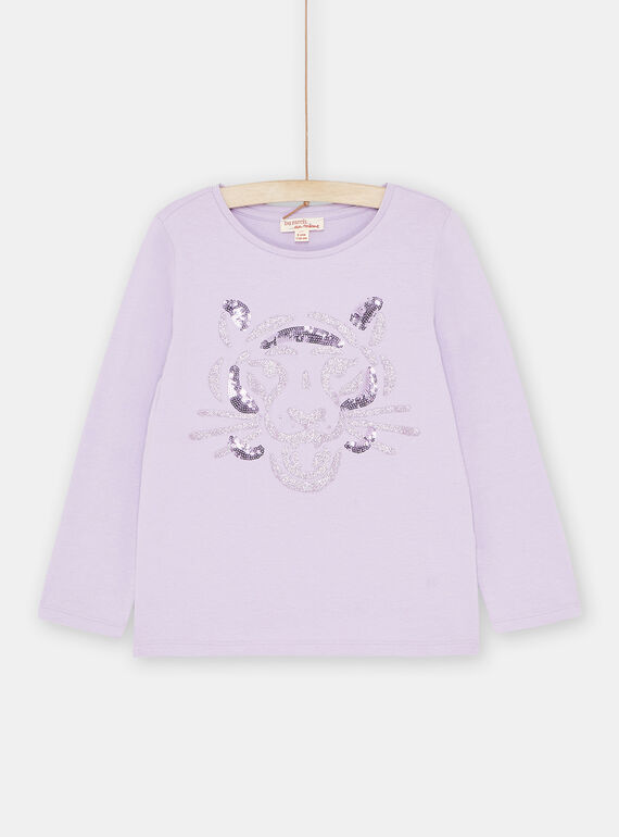 T-shirt in paillettes malva bambina SAJOYTEE5 / 23W901F3TML328