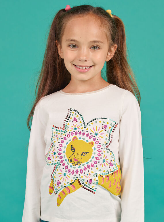 T-shirt ecrù e giallo bambina MATUTEE3 / 21W901K1TML001
