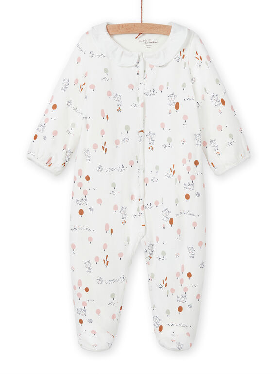 Tutina ecrù con volant con stampa fantasia nascita unisex MOU1GRE2 / 21WF0341GRE001