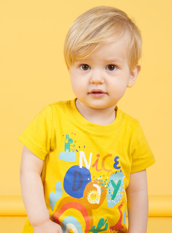 T-shirt gialla con motivi fantasia colorati neonato NULUTI1 / 22SG10P1TMC106