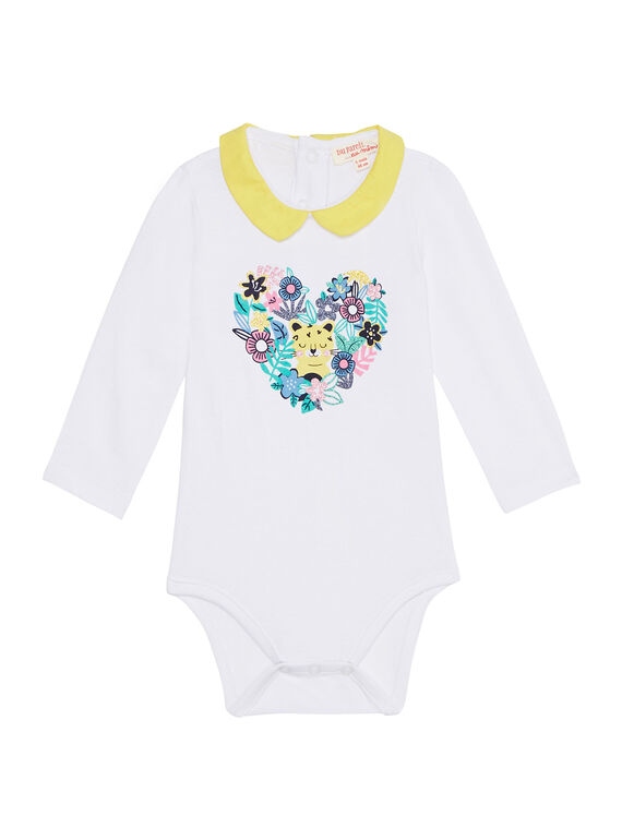 Body maniche lunghe ecrù con colletto neonata JITROBODY / 20SG09F1BOD000