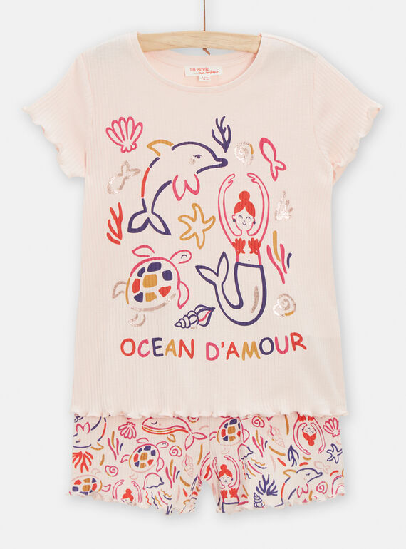Pigiama nude con stampa sirena e delfini bambina TEFAPYJCOT / 24SH1152PYJD319