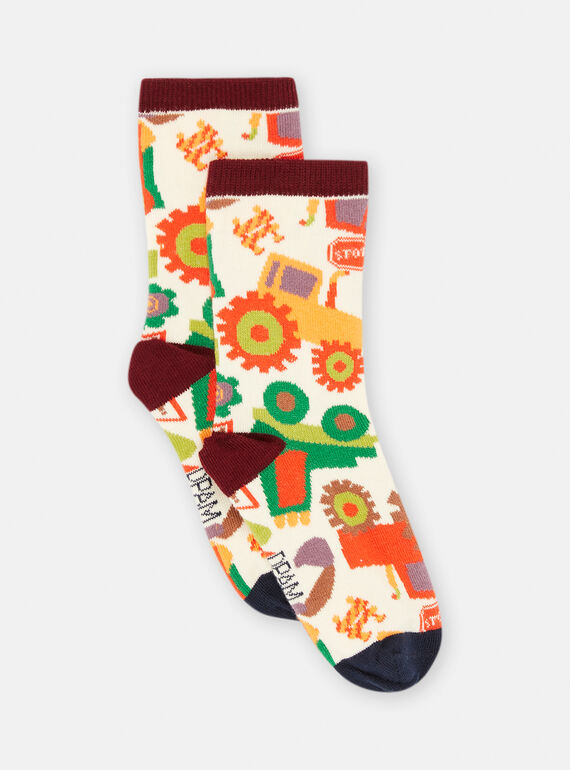 Calze multicolore con stampa trattore bambino SYOJOCHO7 / 23WI02N1SOQA002