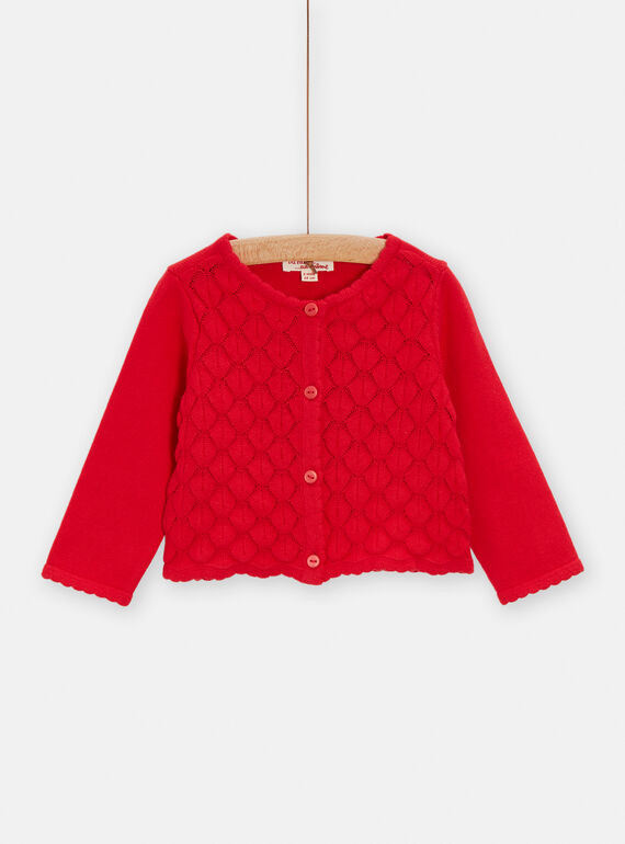 Cardigan rosso traforato neonata TICLUCAR / 24SG09O1CARF505