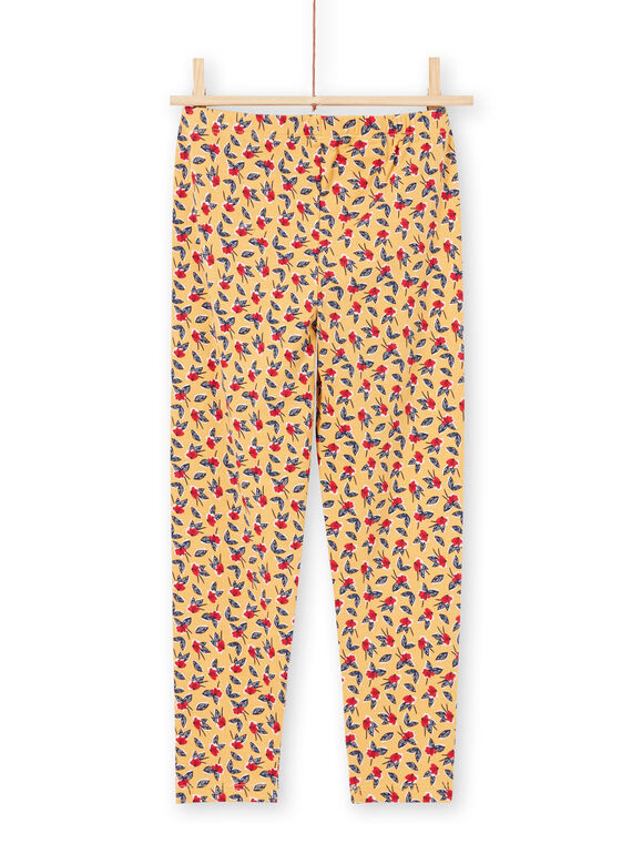 Leggings senape con stampa a fiori bambina MYAMIXLEG1 / 21WI01J2CALB106