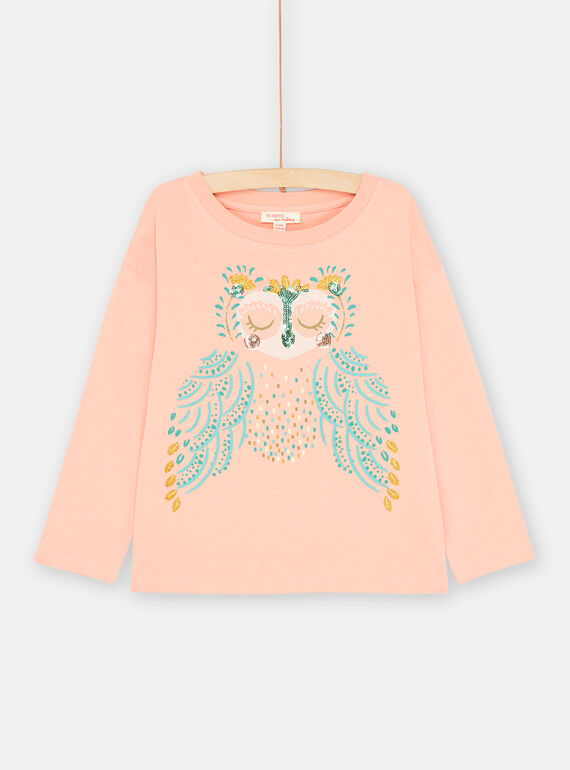 T-shirt salmone con motivo gufo bambina SADUTEE2 / 23W901P1TML401