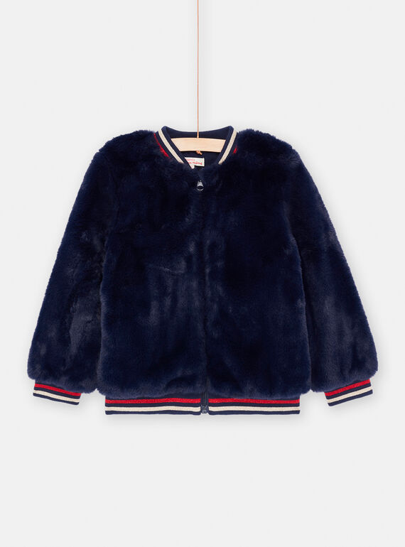 Cardigan navy in pelliccia sintetica bambina SAWAYCAR / 23W901S1CAR070