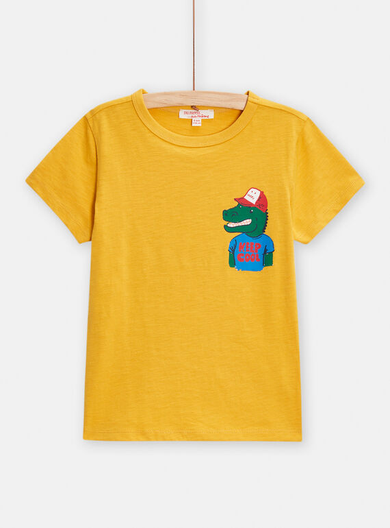 T-shirt gialla con motivo coccodrillo bambino TOJOTI2 / 24S902B1TMC106