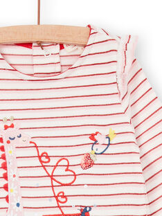 T-shirt rossa e bianca a righe Lurex® neonata LICANTEE / 21SG09M1TML001