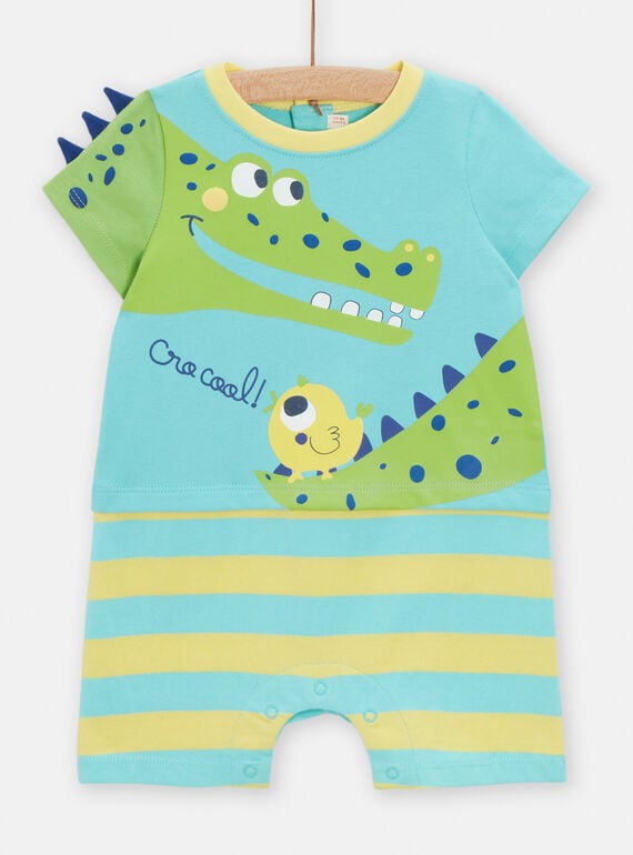 Tutina azzurra, verde e gialla con motivo coccodrillo neonato TEGAGRECRO / 24SH1455GREC215