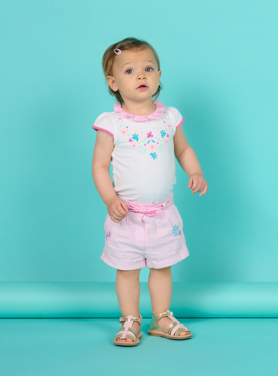Shorts rosa a righe neonata NIFICSHO2 / 22SG09U1SHOD303