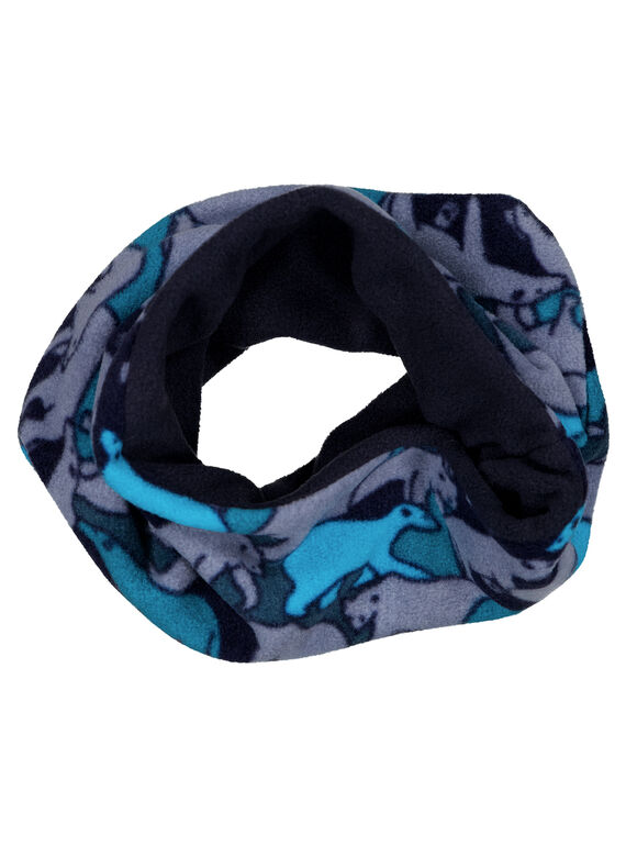 Scaldacollo navy in pile con motivo orso polare. GYOSKISNO / 19WI02W1SNO705