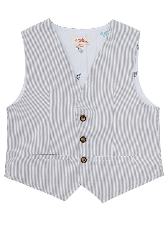 Gilet da cerimonia bambino a righe sottili grigio JOPOEGIL / 20S902G1GSM940