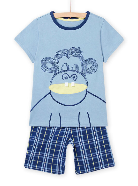 Completo pigiama T-shirt e shorts blu stampa scimmia bambina NEGOPYCSIN / 22SH12G9PYJC233