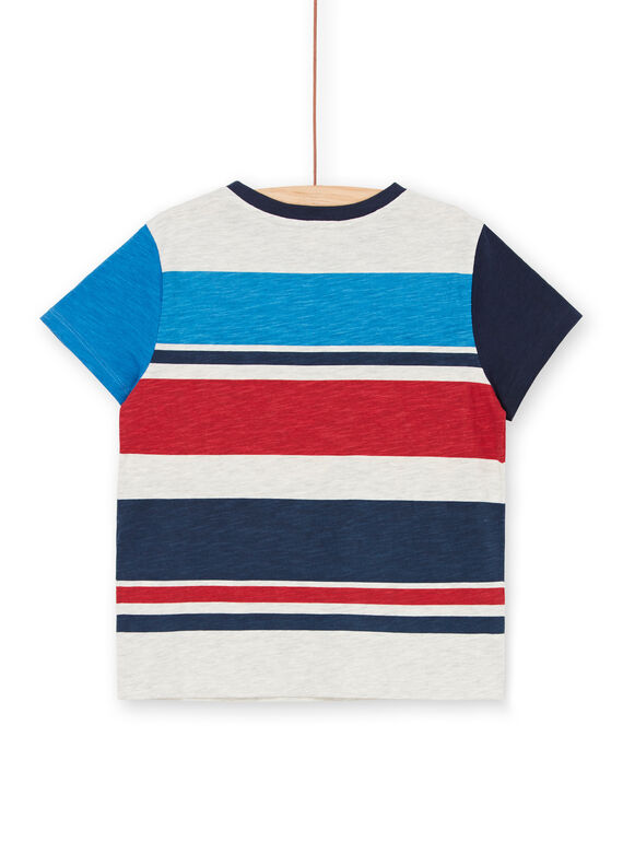 T-shirt grigio melange e blu a righe bambino LOHATI2 / 21S902X1TMCJ920
