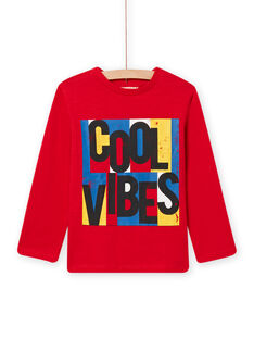 T-shirt rossa con motivo grafico Cool Vibes bambino NOJOTEE2 / 22S90273TML050