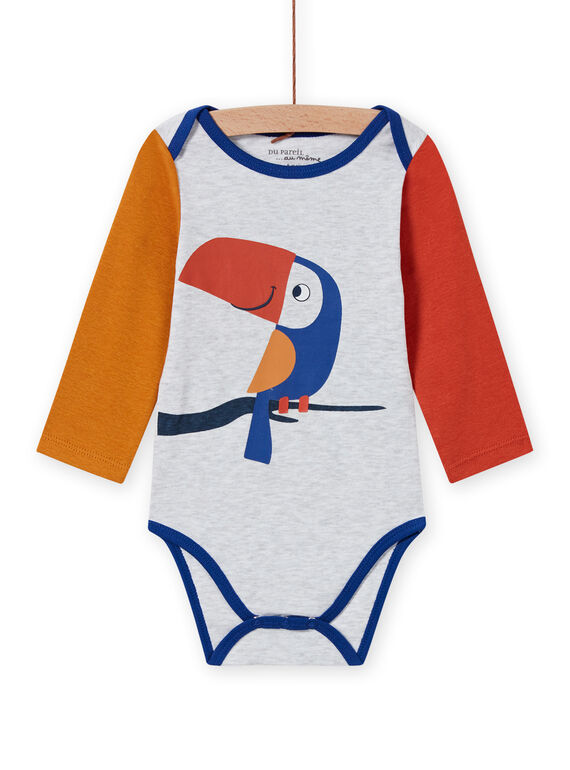 Body a maniche lunghe multicolore con motivo tucano neonato MEGABODTOU / 21WH14C3BDLJ920