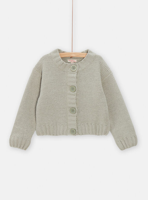 Cardigan kaki chiaro bambina SAYJOCAR2 / 23W901M1CAR612