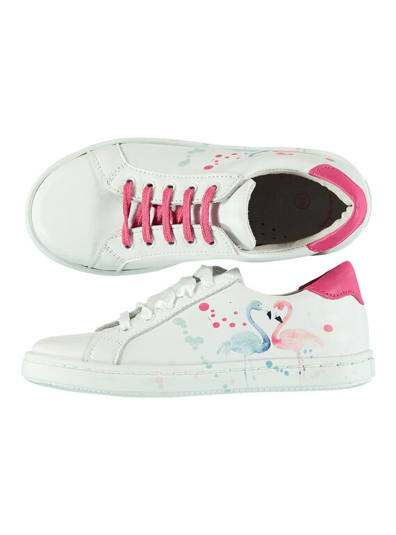 Sneakers da città in pelle con stampa bambina FFBASFLAM / 19SK3541D3F000