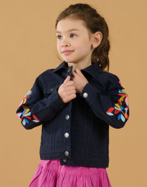 Giacca in jeans nera con maniche ricamate RAJUNVEST / 23S901U1VESC243