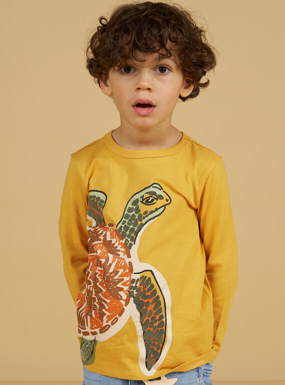 T-shirt gialla ricamo tartaruga bambino NOVITEE3 / 22S902M2TMLB107
