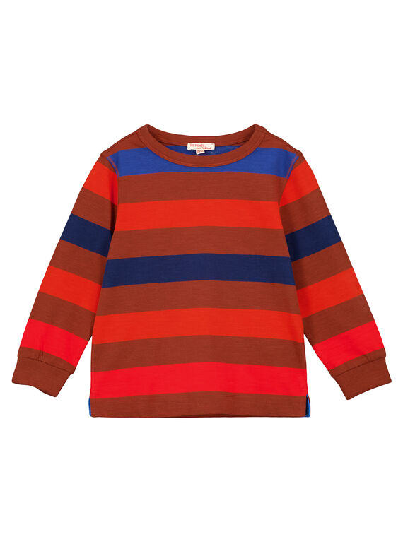 T-Shirt a Righe Multicolore Sfondo Marrone GOSANTEE1 / 19W902C4TML817