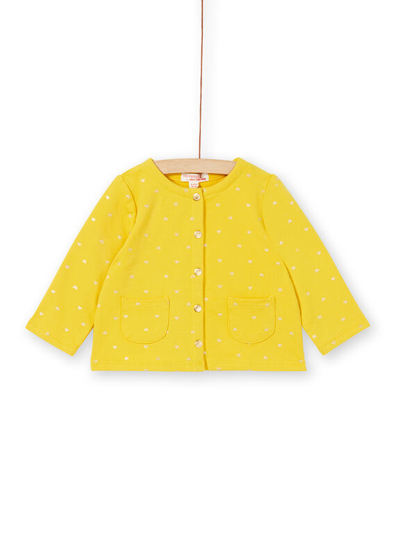 Cardigan giallo e dorato con stampa cuori neonata LIJOCAR2 / 21SG0943CAR106