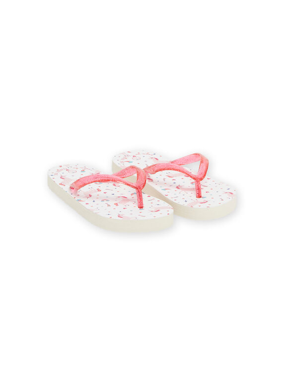Infradito bianche e rosa con stampa unicorno e fantasia bambina NATONGLICOR / 22KK3582D01099