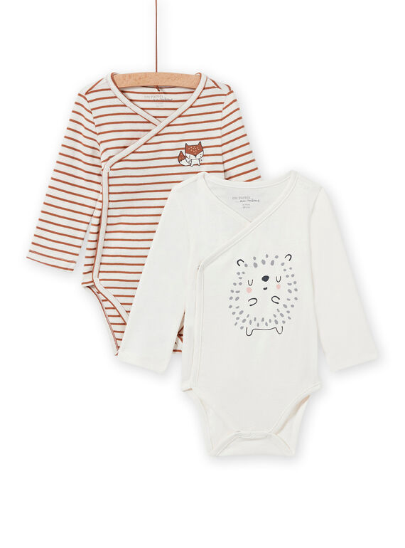 Set 2 body incrociati maniche lunghe motivo riccio nascita unisex MOU2BOD2 / 21WF04D1BOD001