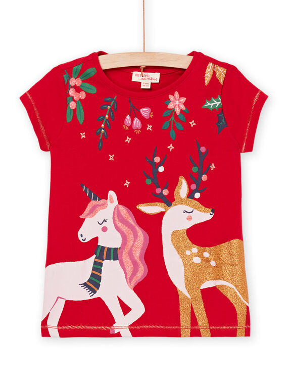 T-shirt con stampa unicorno e renna PANOSOUPEX / 22W901V1TMCF529