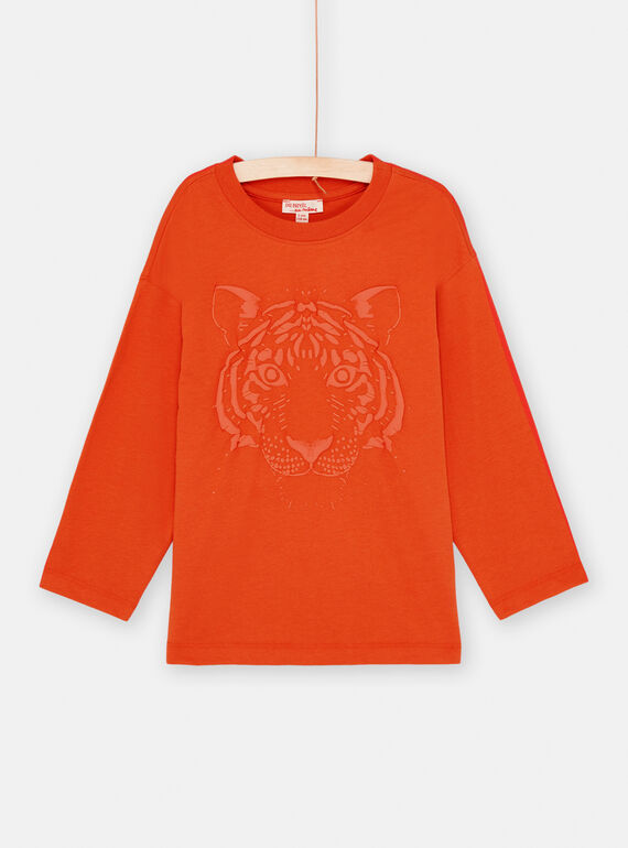 T-shirt arancione con motivo tigre bambino SOJOTIEP2 / 23W902G1TMLE410