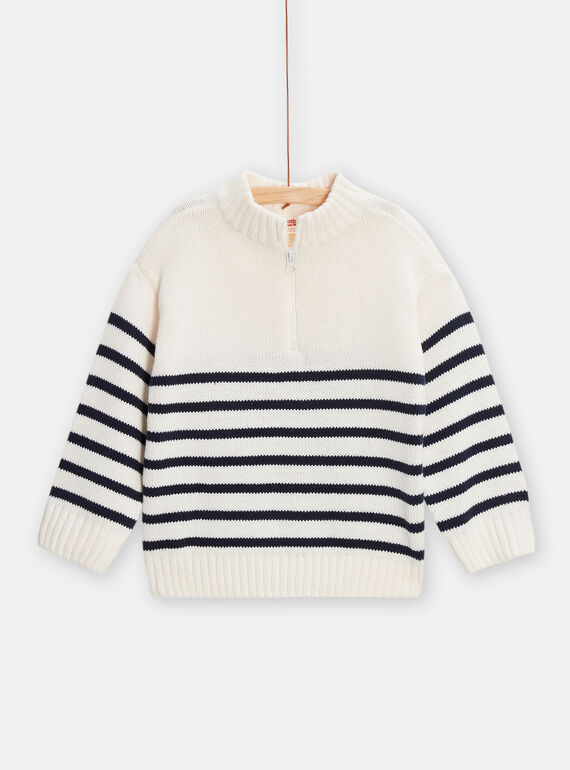 Maglia ecrù con stampa a righe bambino TOJOPUL2 / 24S902B2PUL001