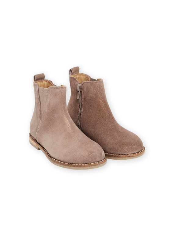 Stivaletti pelle taupe iridescenti bambina MABOOTAUPE / 21XK3577D0D803