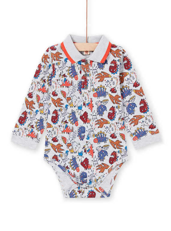 Body con collo, maniche lunghe e stampa dinosauri neonato MUPABOD / 21WG10H1BOD943