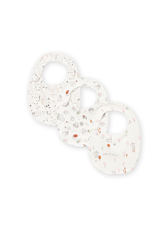 Set 3 bavaglini ecrù con stampa nascita unisex MOU1BAV4 / 21WF4244BAV001