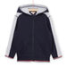 Giacca sportiva con cappuccio blu e grigio melange
