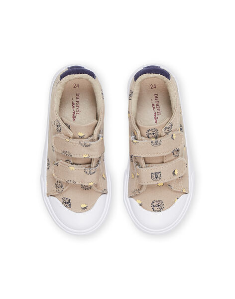 Sneakers in tela beige con stampa tigri e leoni RUTOILAOP / 23KK3873D16080