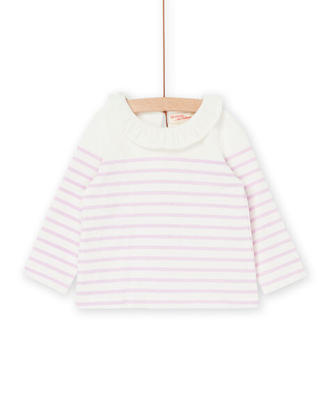 Maglia ecrù e rosa con stampa a righe RIJOBRA3 / 23SG0985BRA001