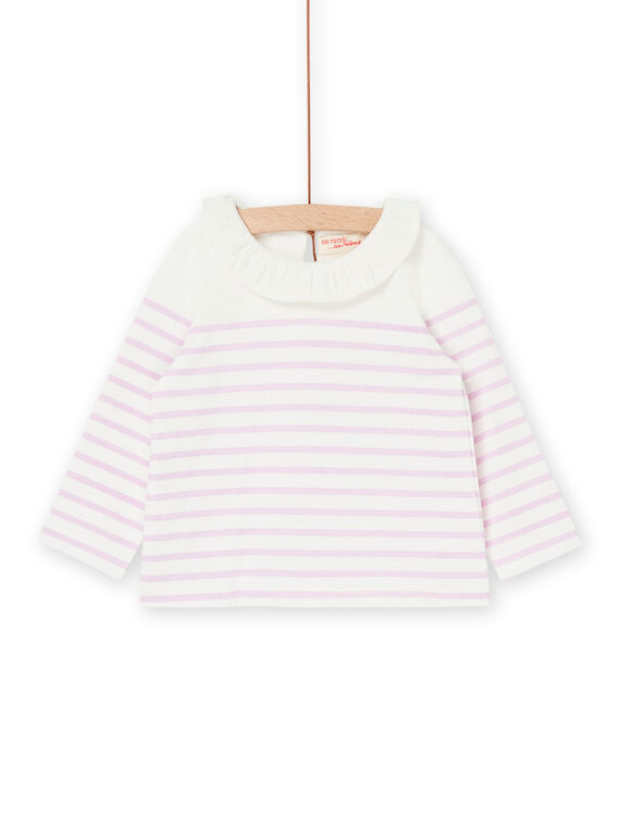 Maglia ecrù e rosa con stampa a righe RIJOBRA3 / 23SG0985BRA001