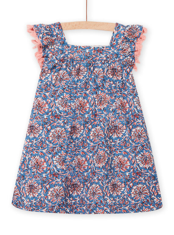 Abito blu capri con stampa a fiori neonata NISANROB1 / 22SG09S2ROBC221