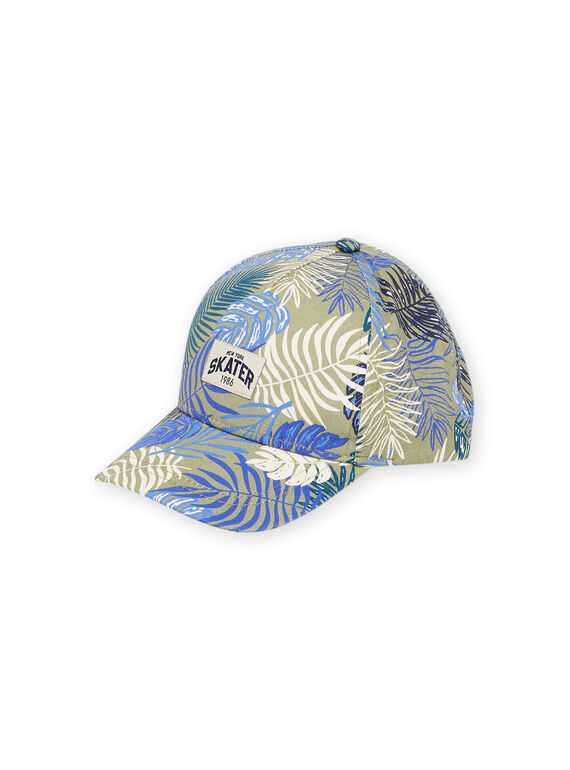 Cappellino kaki e blu con stampa foglie RYOJOCHA3 / 23SI02B2CHA626