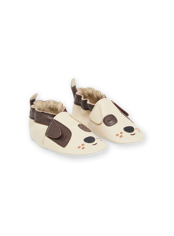 Babbucce in pelle beige con motivo cane RUCHOSDOG / 23KK3841D3S080