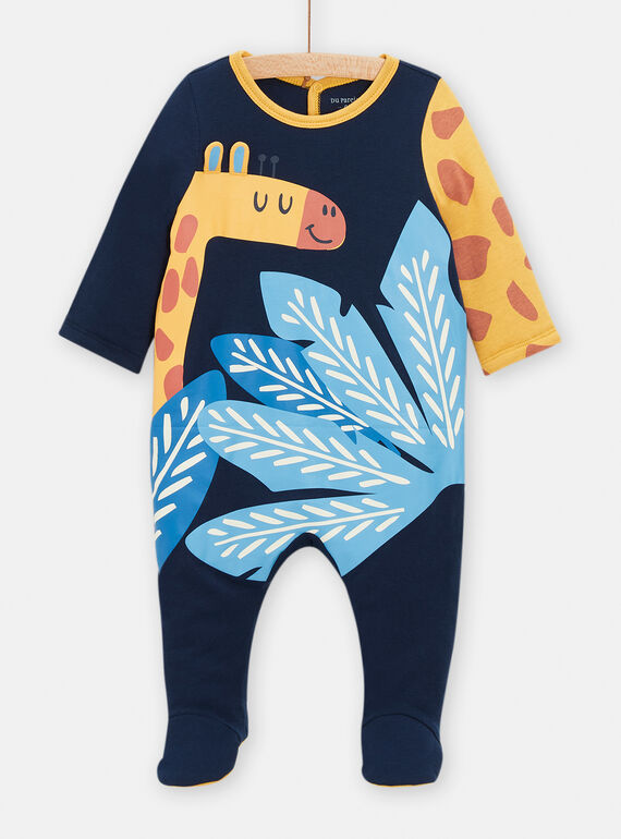 Tutina blu scura con stampa giraffa neonato TEGAGREGIR / 24SH1446GRE705