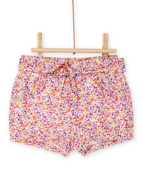 Shorts rosa e viola con stampa a fiori RINEOSHO / 23SG09O1SHO000