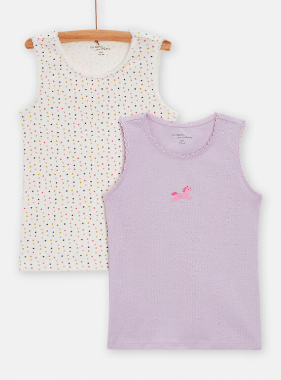 Set 2 canotte ecrù e glicine bambina TEFADEDRA / 24SH1162HLI320